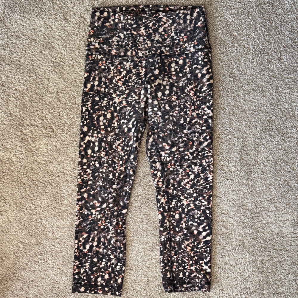 lululemon athletica Brown Leggings with Pink & Cream Speckle